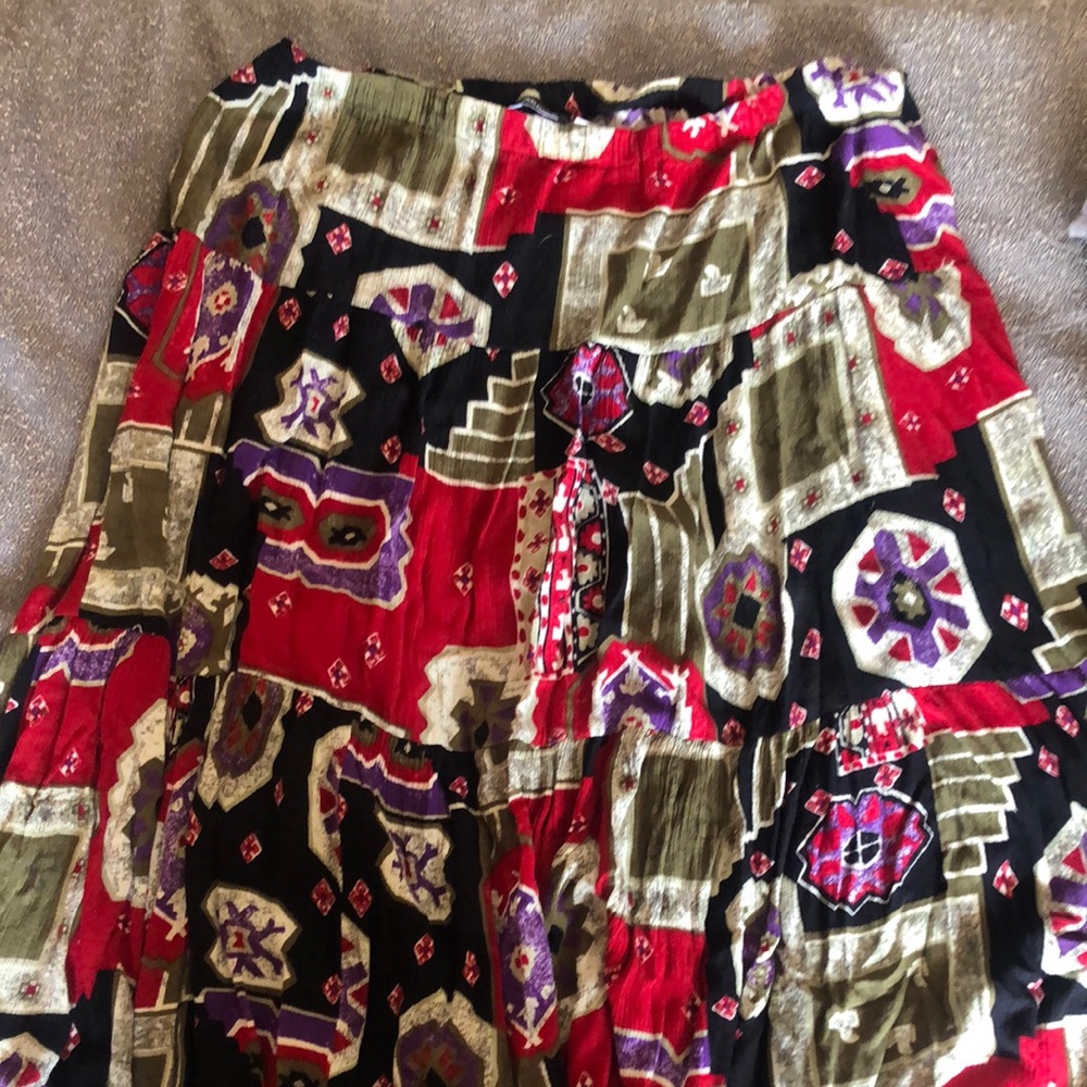Bohemian Patchwork Skirt - Red, Black, Green